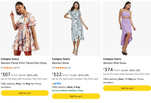 Image of Campus Sutra Women's Dress Upto 86% Discount