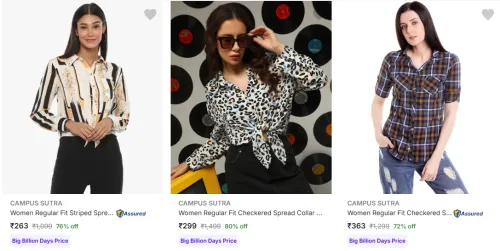 Image of Campus Sutra Women's Shirts upto 80% Discount