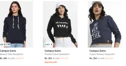 Campus Sutra Womens Sweatshirt at Minimum 80% Discount