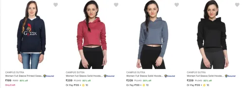 Image of Campus Sutra Women's Sweatshirts upto 80% Discount