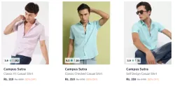 Campus Sutra Casual Shirts for Men @ Minimum 80% Discount