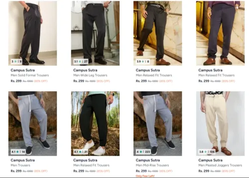 Image of Campus sutra men trousers at minimum 85% Discount