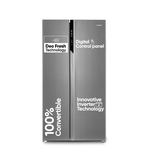 Image of Candy 602 L Frost Free Side by Side Refrigerator with 100% Convertible Technology, Digital Control Panel and Magic Conve