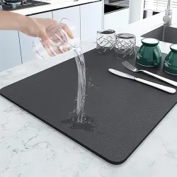 Candy KARTDish Drying Kitchen Mat | Large Water Absorbent Utensil Drying Rack Mat | Anti-Slip Kitchen Accessories for Ho