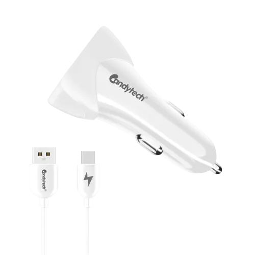 Image of Candytech 3A Dual USB Car Charger (White)