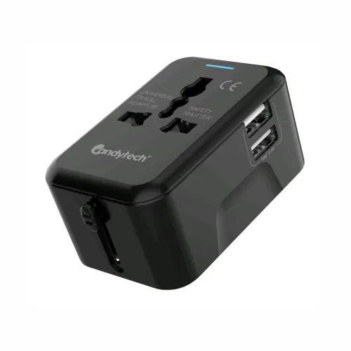 Image of Candytech Universal C-10 Travel Adapter with Dual USB Ports