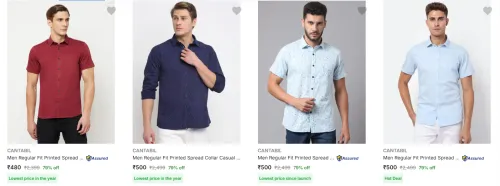 Image of Cantabil Men's Shirts at minimum 74% Discount