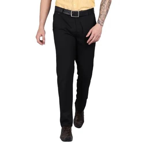 Image of Cantabil Solid Regular Fit Mid Rise Formal Trouser for Men