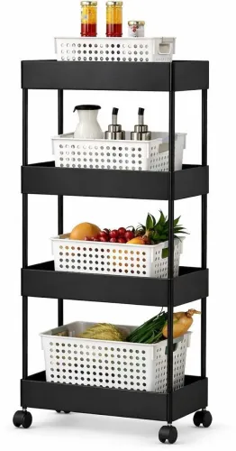 Image of Cantus Black Plastic Kitchen Trolley
