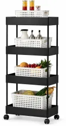 Cantus Black Plastic Kitchen Trolley