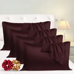 CANWAY Satin Silk Pillow Cases – Set of 4, 72x46 cm, 600 TC – Super Soft