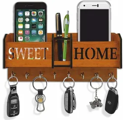 CAPIO ART Home Sweet Home wall Wood Key Holder 