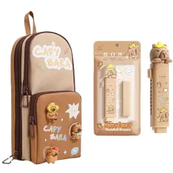 Capybara Pencil Pouch with Eraser, Large Capacity Pen Case