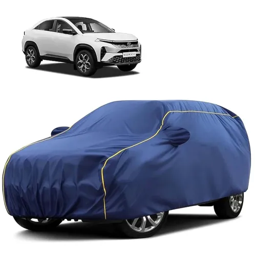 Image of Sulfar 100% Water Resistant Car Body Cover Compatible with Mirror for Tata Curvv (Triple Stitched, Full Bottom Elastic, 