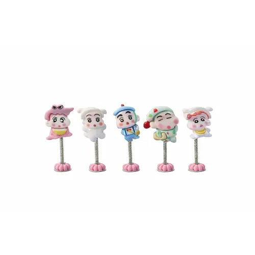 Image of Car Dashboard Bobblehead Toy Set of 6 Mini Cartoon Spring Dolls for Vehicle Interior Decoration 