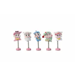 Car Dashboard Bobblehead Toy Set of 6 Mini Cartoon Spring Dolls for Vehicle Interior Decoration 