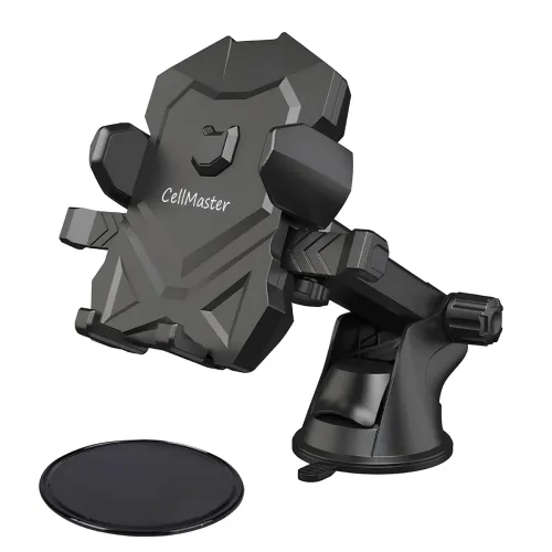 Image of Car Mobile Holder: Dashboard Phone Stand with 360° Rotation, One Touch Technology, Extendable Arm, and Strong Suction Ba