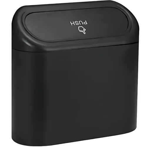 Image of Car Trash Bin with Push Lid and Hanging Hook
