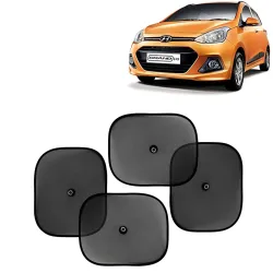 Car Window Curtain Sticky Sun Shades for Hyundai Grand I10, 2013-2017 Model, Universal Fit Sunshades for Side Window, Rear Window, Color : Black, 4 Pieces