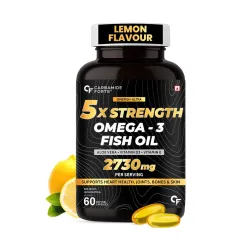 Carbamide Forte 5X Strength Omega 3 Fish Oil Capsules 2730mg | Fish Oil Omega 3 Supplement To Support Overall Health & Skin With Added Aloevera, Vitamin D3, Vitamin E For Men & Women - 60 So...