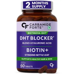 Carbamide Forte DHT Blocker with Biotin Tablets for Hair growth | Biotin Supplement with Bhringraj & Hyaluronic Acid | DHT Blocker Tablet supports Hair Growth, Scalp & Skin Health for Men &....