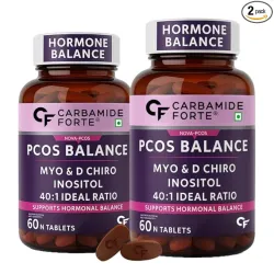 Carbamide Forte PCOS Supplement - 40:1 Ratio 2000mg Myo-Inositol to 50mg D-Chiro-Inositol - 60 Veg Tablets (Pack of 2)