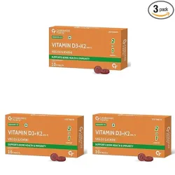 Carbamide Forte Vitamin D3 K2 MK7 10 Veg Tablets * Pack of 3