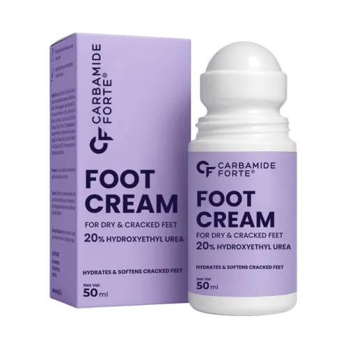 Image of Carbamide Forte 20% Urea Foot Cream Roll-On 50ml | Foot roll on for cracked heels | With Lactic Acid, Shea Butter & Oliv