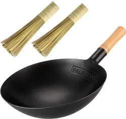 Carbon Steel Wok 40cm with Cleaning Brus