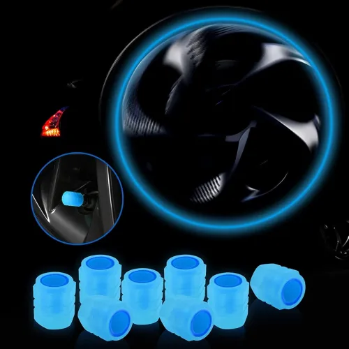 Image of Careflection Luminous Wheels Tire Valve Stem Caps 8 pcs Blue