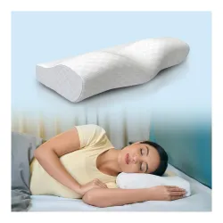CareFoam Memory Foam Pillow, Contour Cervical Pillow for Neck & Shoulder Pain - Orthopedic Pillow, Neck Cervical Sleeping Pillows for Side & Back Sleepers White Jacquard Cover-Standard (Pack...