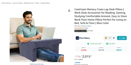 Image of CareFoam Memory Foam Lap Desk Pillow