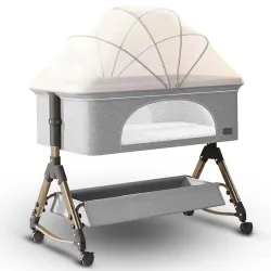 CAREIT Comfortable 6-in-1 Baby Cot & Bassinet with Mattress (Silver)