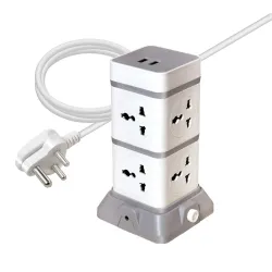 Caribou CBU-35 Power Tower Extension Board with USB Ports | 8 Universal Power Sockets| Overload Protector | Led Indicator| 2.0 mtr ISI Approved Cord| Multi-Plug| 2500w|2.4A USB Port|Made in....
