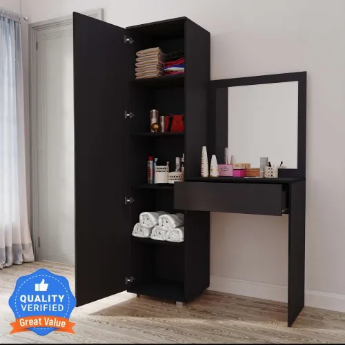 Image of CARLTON LONDON ALLURE Engineered Wood Dressing Table (Finish Color - , Wenge, Knock Down)