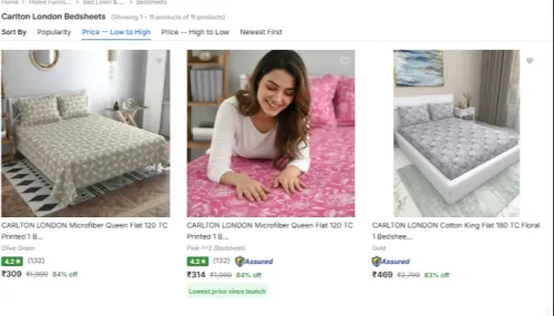 Image of CARLTON LONDON Bedsheets at minimum 80% Discount From ₹309