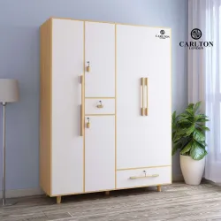 CARLTON LONDON Charlotte Engineered Wood 5 Door Wardrobe (Finish Color - Mangfall Beach & Frosty White, Knock Down)