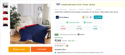Image of CARLTON LONDON Solid Double Comforter for AC Room 