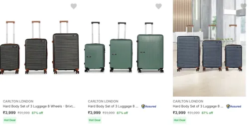 Image of Carlton London Suitcases (Pack Of 3) upto 87% Discount