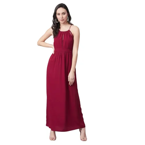 Image of Carlton London Women's Polyester A-Line Maxi Casual Dress