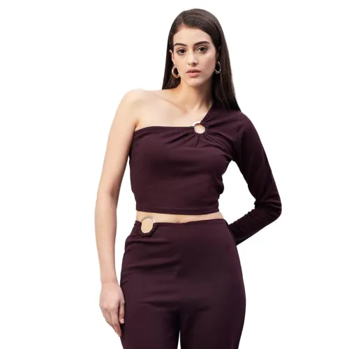 Image of Carlton London Women's Solid Slim Fit Blouse