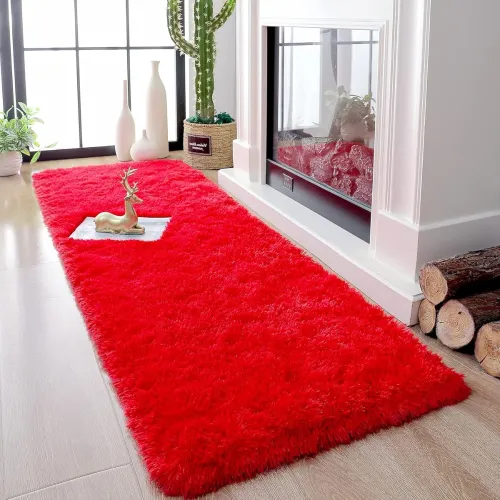 Image of CarpetCozy Red Shag Runner Floor Carpet