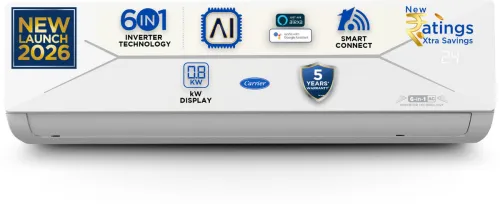Image of CARRIER 2026 Model 1 Ton 3 Star Split AI Inverter with Wi-fi Convertible 6-in-1 with Wi-Fi with Geo-Fencing & Voice Cont