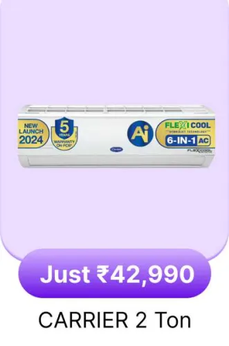 Image of CARRIER 2 Ton 3 Star AC @ ₹42990 on Flipkart big Billion Days Sale