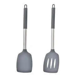 Carrot - Pack of 2 Silicone Solid Spatula Turner,Non Stick Slotted Kitchen