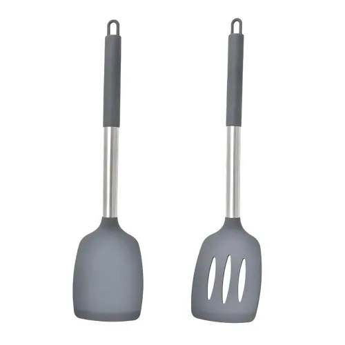 Image of Carrot - Pack of 2 Silicone Solid Spatula Turner,Non Stick Slotted Kitchen Spatulas,High Heat Resistant BPA Free Cooking