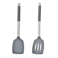 Carrot - Pack of 2 Silicone Solid Spatula Turner,Non Stick Slotted Kitchen Spatulas,High Heat Resistant BPA Free Cooking