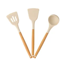 Carrot Silicone Spatula Set for Kitchen Ideal for Non-Stick Cooking Pans Spatulas with Wooden Handle Spatula Turner Serving Cooking Spoon Spatula Combs for Omelet Egg Dosa chapati (Cream)
