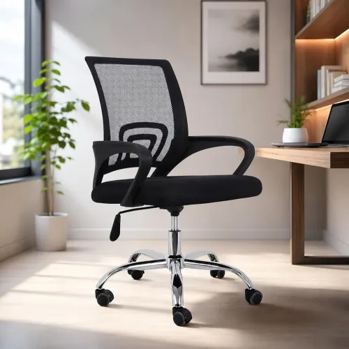 Image of Casa Copenhagen Mesh Mid Back Office/Study/Computer/Revolving/Desk Chair for Work from Home -Metal Base, 