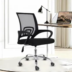 Casa Copenhagen Mesh Mid Back Office Chair Height Adjustable Seat- Dark Black 